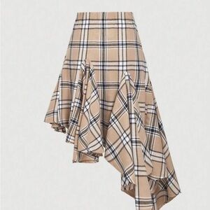 Asymmetrical Plaid Tan Skirt